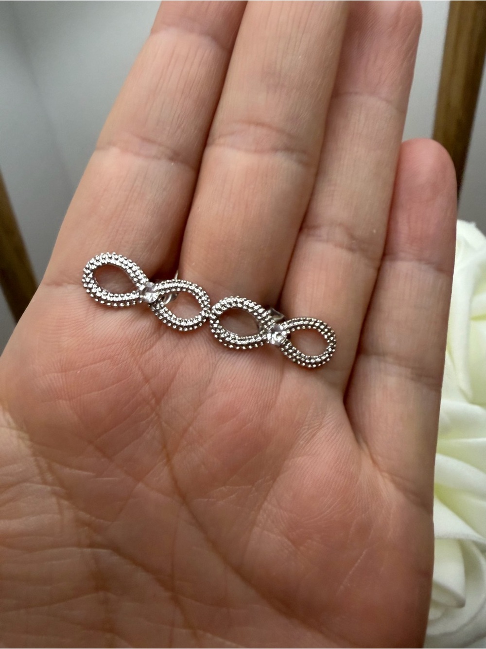 Silver tone Infinity Link Bar Pin - Women Jewelry